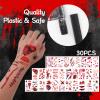 2Pcs Fake Chucky Knife with 30pcs Tattoo Stickers,Halloween Bloody Ghostface Props Toy Knife Set Horror Movie Scream Props Knife Scary for Halloween Costume Cosplay Accessories and Makeup Parties view 3