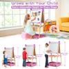 3-in-1 Adjustable Kids Art Easel Set, Height Adjustable Magnetic Whiteboard & Chalkboard with Painting Paper Roll, Wooden Dual-Sided Art Station for Toddlers & Children Ages 3+, Art Supplies Included view 3