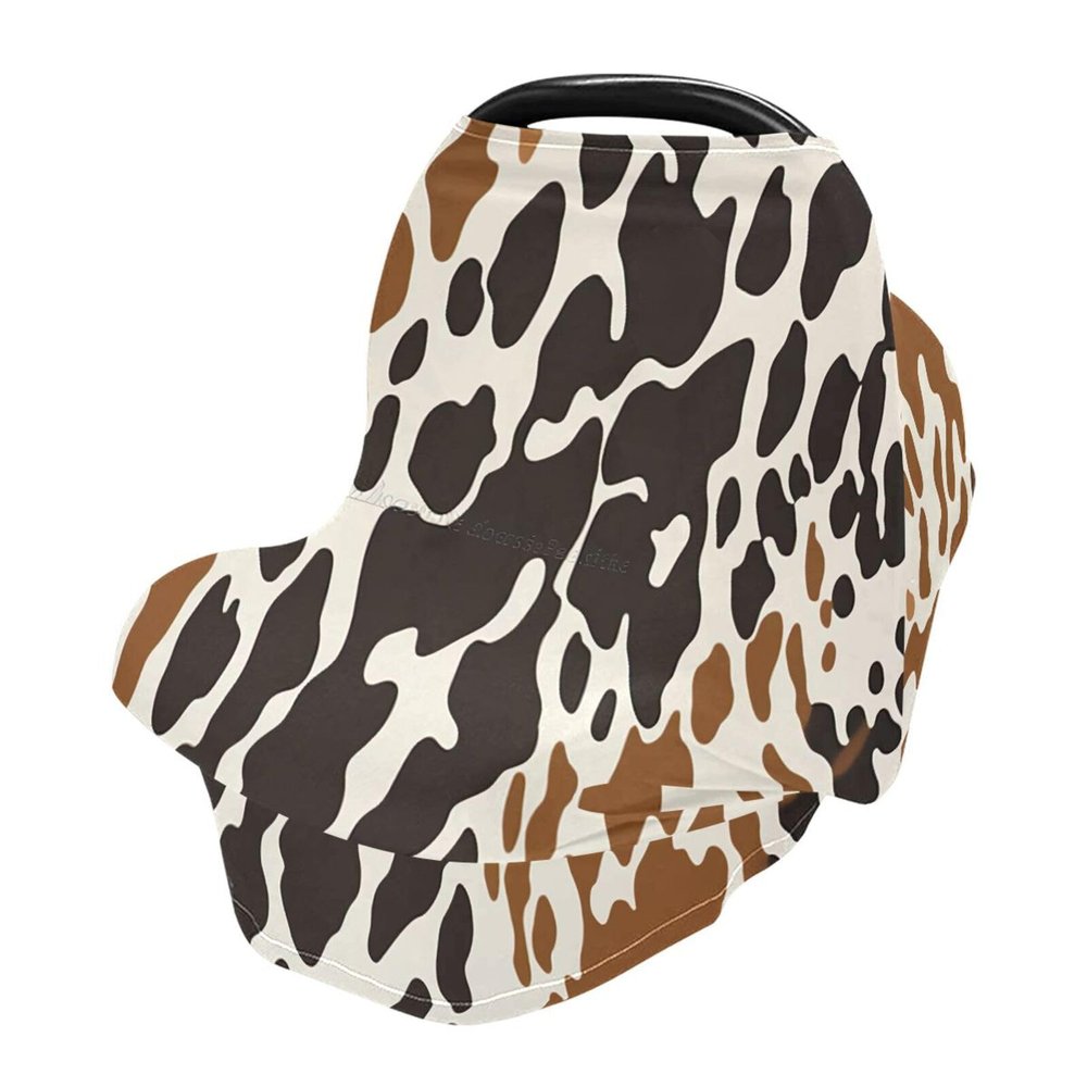 Kigai Baby Car Seat Cover Cow Print Breastfeeding Covers Stretchy Breathable Multi-Use Cover Carseat Canopy for Girls and Boys