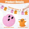 2pcs Halloween Hanging Ghost Banners, Glitter Ghost Cardstock Halloween Party Decorations for Indoor Outdoor Haunted Houses Wall Fireplace Doorways Decor view 3