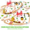 60PCS Wooden Train Set - Toy Magnetic Trains with Wooden Track Set for Kids Ages 3-8, Construction Crane Railway Set, Perfect Easter Birthday Gift for Grandkids Toddlers Boys Girls view 2