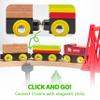 60PCS Wooden Train Set - Toy Magnetic Trains with Wooden Track Set for Kids Ages 3-8, Construction Crane Railway Set, Perfect Easter Birthday Gift for Grandkids Toddlers Boys Girls view 4