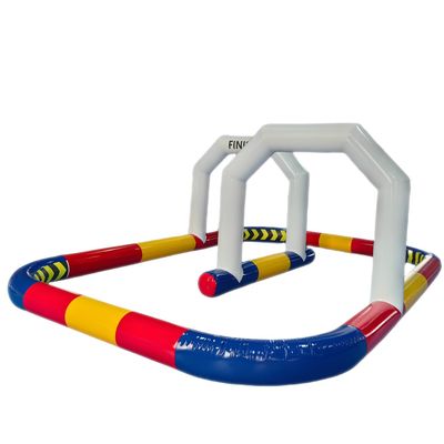 Commercial PVC Inflatable Go Kart Race Tracks Inflatable Didi Car Race Track Sport Game Air Racing Bumper Car Happy Hopper Circuit for Birthday Party and Event (20x13x6.5 Ft)