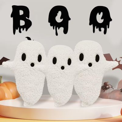 3 Pcs Ghost Halloween Pillows Room DecorationCute Ghost-2 Throw Pillow Decorative Spooky Home Decoration Halloween Bedroom Sofa Couch Supplies