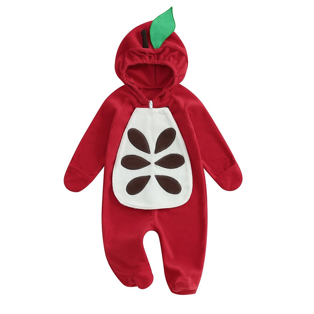 VISGOGO Newborn Baby Halloween Costumes for Girls Boys Long Sleeve Hooded Zipper Jumpsuit Romper Clothes (Red, 9-12 Months)