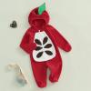 VISGOGO Newborn Baby Halloween Costumes for Girls Boys Long Sleeve Hooded Zipper Jumpsuit Romper Clothes (Red, 9-12 Months) view 2