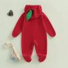 VISGOGO Newborn Baby Halloween Costumes for Girls Boys Long Sleeve Hooded Zipper Jumpsuit Romper Clothes (Red, 9-12 Months) view 3
