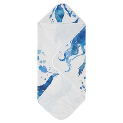 WELLDAY Watercolor Blue Mermaid Baby Towel Ultra Soft Hooded Towels for Babies - Ultra Absorbent Cotton Bath Towels 35x35 Inch
