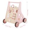 Beright Wooden Baby Walker Push and Pull Learning Activity Walker Kids Activity Toy Multiple Activities Center Develops Motor Skills & Stimulates Creativity(Pink) view 2