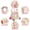Beright Wooden Baby Walker Push and Pull Learning Activity Walker Kids Activity Toy Multiple Activities Center Develops Motor Skills & Stimulates Creativity(Pink) view 3