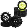 4PCS 1/8 Scale RC Off Road Buggy Snow Sand Paddle Tires Tyre Wheels 17mm Hex Hubs & 17mm Hub 4.52''OD Rubber Tires & Plastic Wheel Rim with Foam view 1
