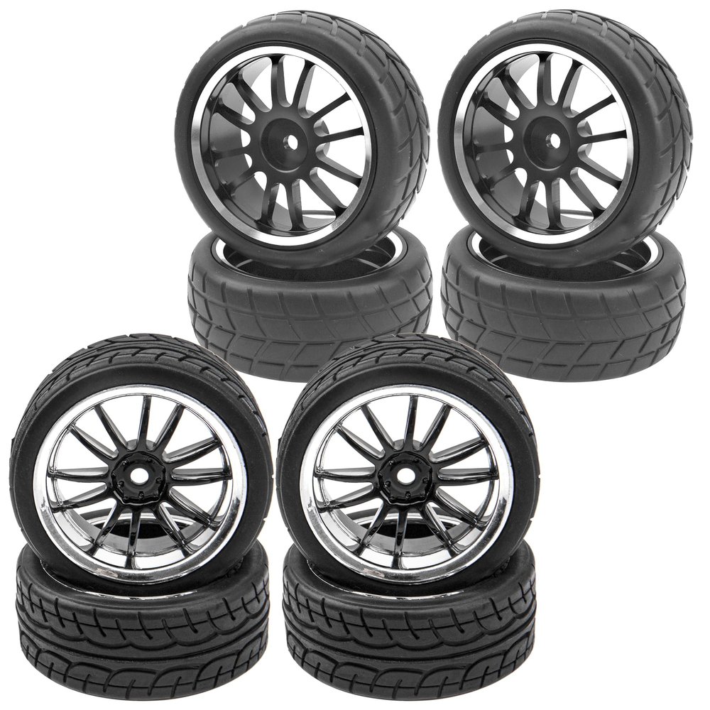12-Spoke 12mm Hex Hub Wheel Rims & Rubber Tires & OD 2.55" Rubber Tires & Metal Wheel Rims 12mm Hex Hub