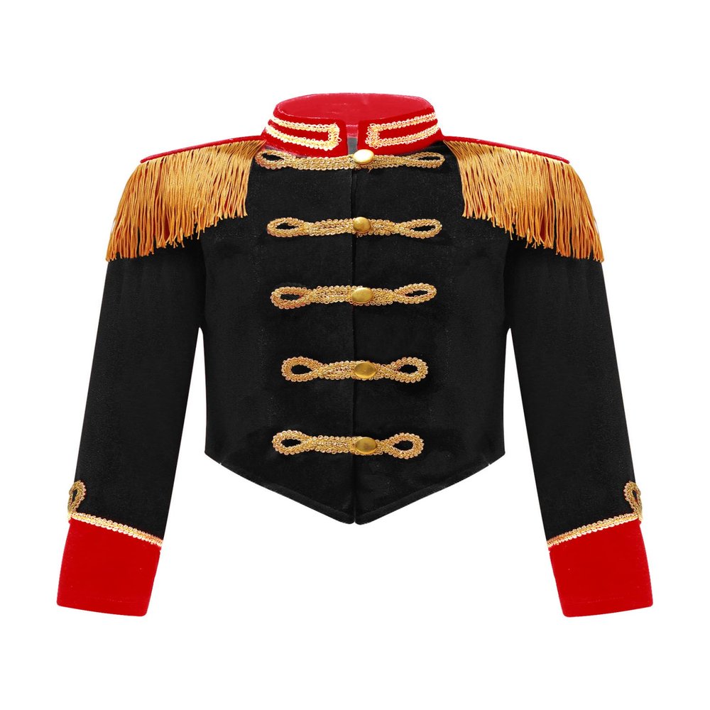 Miaeowve Kids Girls Ringmaster Tailcoat Long Sleeve Tassel Short Jacket Knight Dress-up Black 4 Years