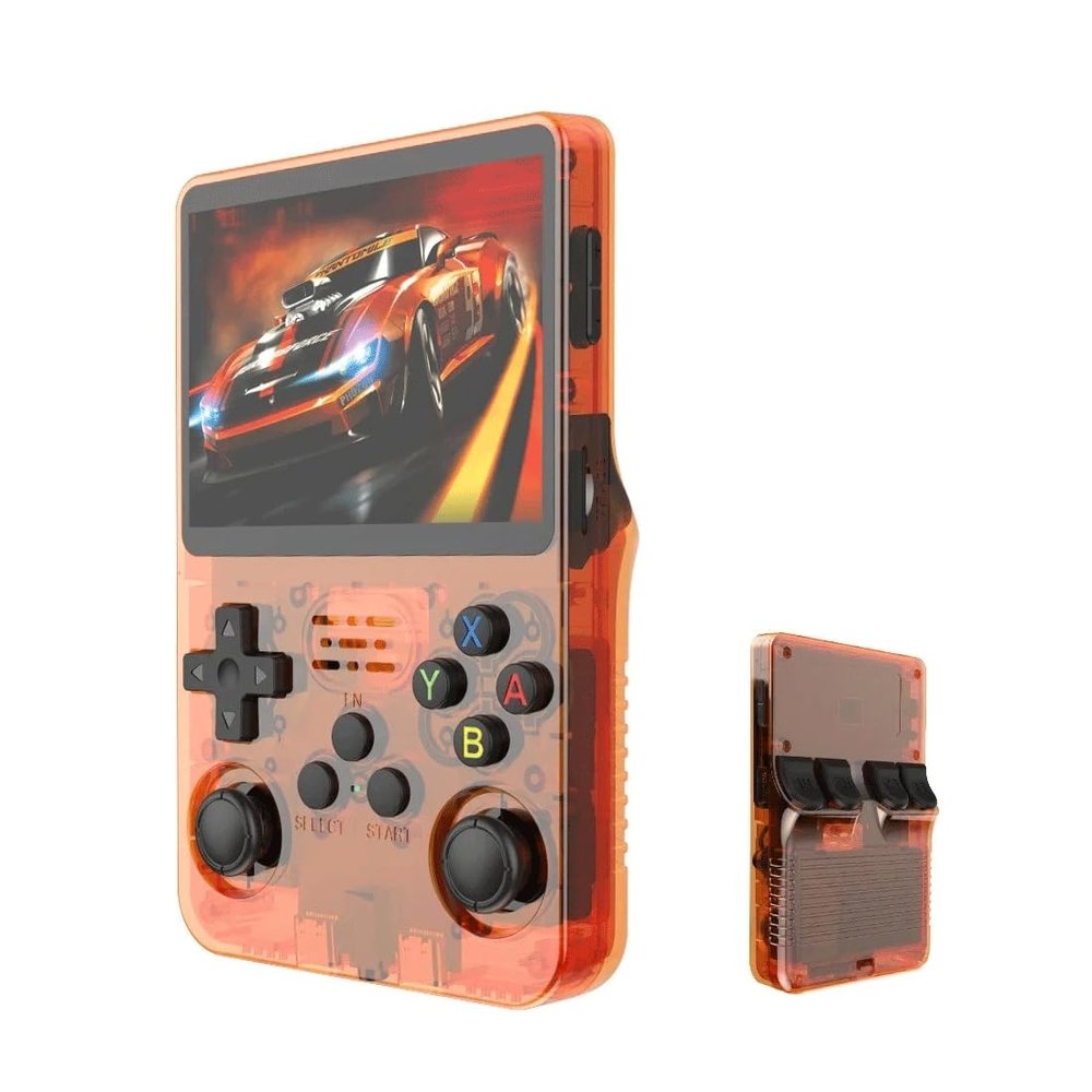 OYDL R36S Retro Handheld Game Console, 3.5" IPS Screen, 128GB, Translucent Orange