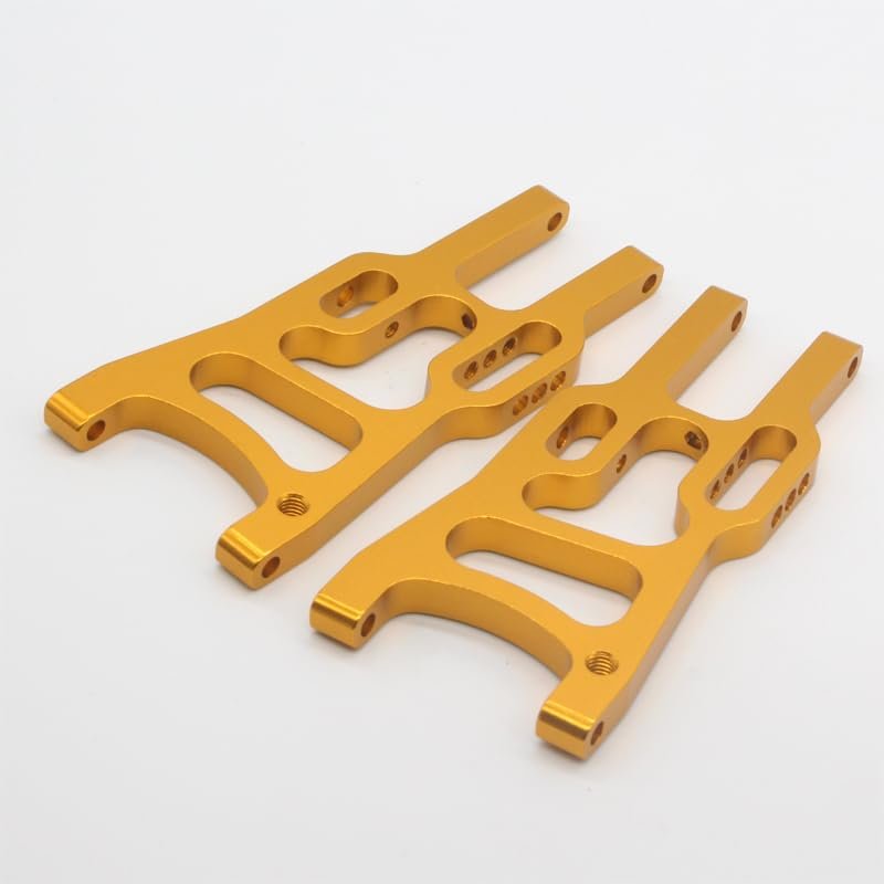 2pcs HSP 106019 Aluminum Front Lower Suspension Arm 06011 1/10 Upgrade Parts For 94107 94106 94170(Yellow)