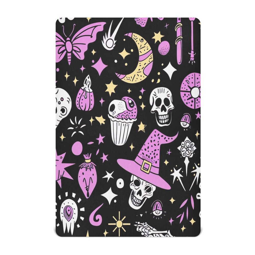 Nander Halloween Skull Magic Crib Sheets for Boys or Girls,Fitted Crib Sheet for Standard Size Crib and Toddler Mattresses, Soft and Breathable-S