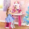 Toddler Makeup Table Toy with Mirror and Chair, Kids Pretend Play Vanity Set with Lights and Sounds Hairdryer, Make Up Accessories for 3-6 Years Old Girls view 2
