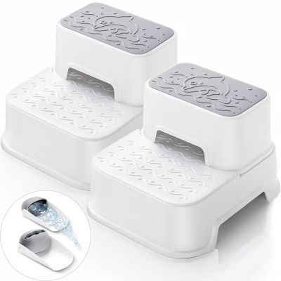 2-Step Stool for Kids - Toddler Anti-Slip Step Stool for Bathroom Sink/Toilet Potty Training/Kitchen Counter, 10" Height, 220 lbs Capacity, Durable & Stable (2Packs White)