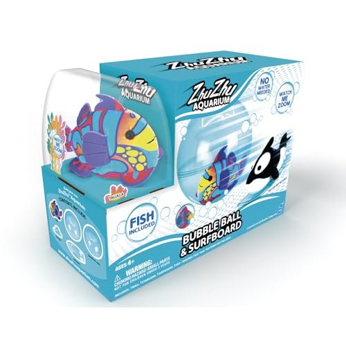 Bubble and Surfboard Set with Fish Included - Compatible with All Zhuzhu Aquarium Games