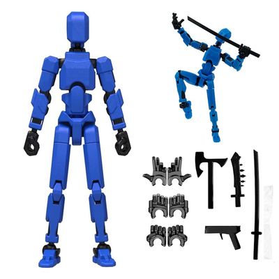 (Assembly Completed) Titan13 Action Figure Set,Upgrade Lucky Robot 13 Action Figures,3D Printed Multi-Jointed Movable,Nova 13 Action Figure for Collectors Desktop Decorations (Blue)