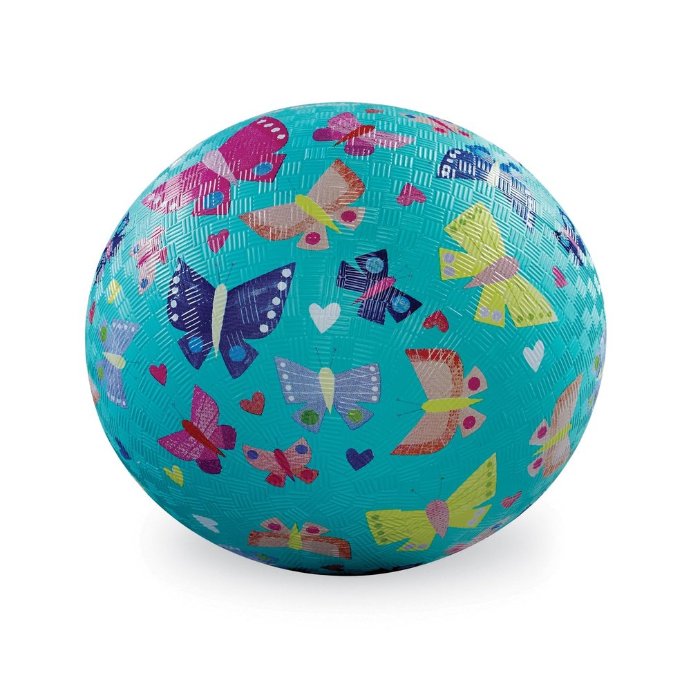 Crocodile Creek Playground Ball - Durable Rubber Ball for Kids Ages 3 and Up - Bouncy Inflatable Ball for Kickball, Indoor Games, and Outdoor Sports - PVC-Free - Butterflies - 7-inch Diameter