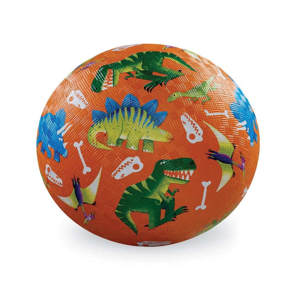 Crocodile Creek Playground Ball - Durable Rubber Ball for Kids Ages 3 and Up - Bouncy Inflatable Ball for Kickball, Indoor Games, and Outdoor Sports - PVC-Free - Dinosaur - 7-inch Diameter