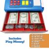 Dr. STEM Toys Solar Powered Calculator Pretend Cash Register with Play Money  67-Piece Set for Learning Math Skills, STEM Cash Register for Kids (Blue) view 4