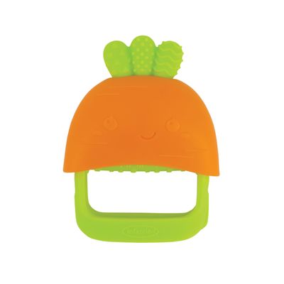 Infantino Handy Dandy Teething Mitt Soft Silicone Teether for Babies, Develops Grasping Skills, Easy to Clean, Orange Carrot