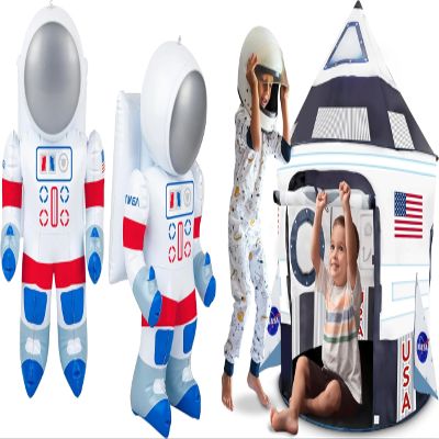 ArtCreativity Outer Space Kids Tent & Astronaut Party Set: Indoor/Outdoor Playhouse and Decorations for Ages 4-12