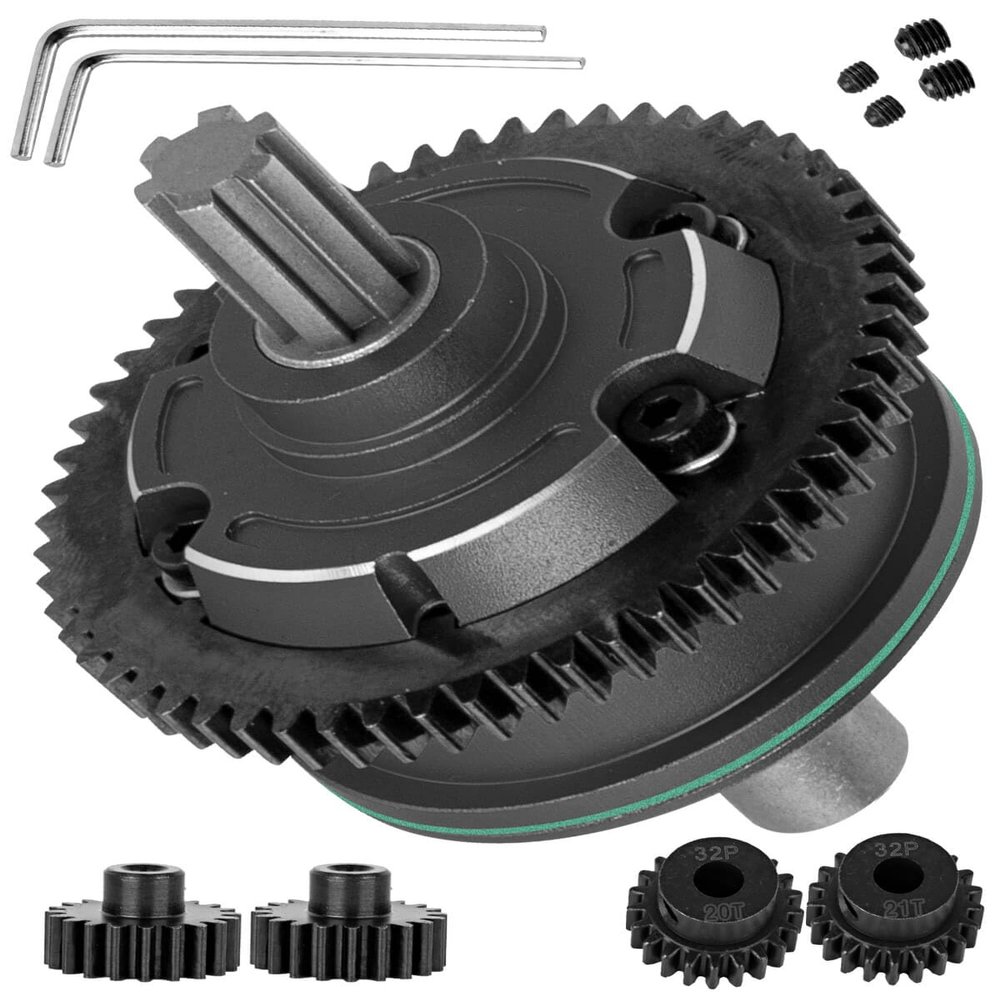 hopsupRC #45 Steel 57T Spur Gear Slipper Clutch with 20T/21T Pinions Upgrades Part for 1/10 Kraton/Outcast 4S V2,Senton/Vorteks 223S V4,1/8 Mojave 4S BLX,Typhon 223S V4,Black