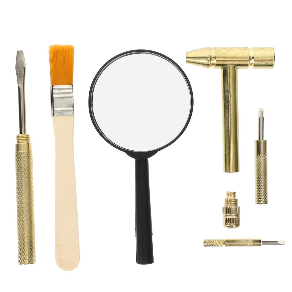 1 Set Dinosaur Dig Tools Kit: Archaeological Excavation Tool Set with Mini Hammer Chisel Brush Scraper Kit