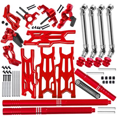 hopsupRC RC Suspension Arms Set&Steering Block Knuckles&Drive Shaft Axles Upgrades Part for 1/10 Kraton 4S V2 BLX,Outcast 4S V2 BLX,CVD Driveshafts Suspension Arms Hubs Caster Blocks.Red(Only Fit V2)