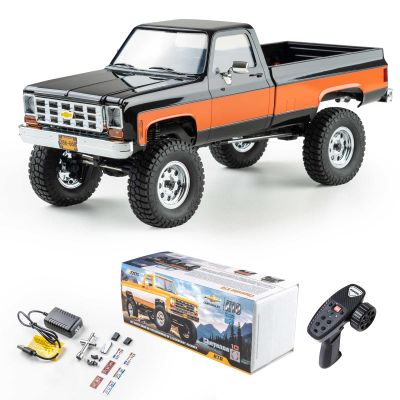FCX18 FMS 1/18 Chevrolet K10 RC Truck, Officially Licensed 4WD RC Crawler 2 Speeds Switch with LED Lights, Off-Road RC Model for Adults (Black)