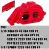 hopsupRC RC Aluminum Motor Mount Gear Cover- 57T Spur Gear Slipper Clutch Differential Upgrades Part for 1/10 Kraton/Outcast 4S V2,Senton/Vorteks 223S V4,Typhon 223S V4,Diff Gear Gearbox.Red&Black view 2