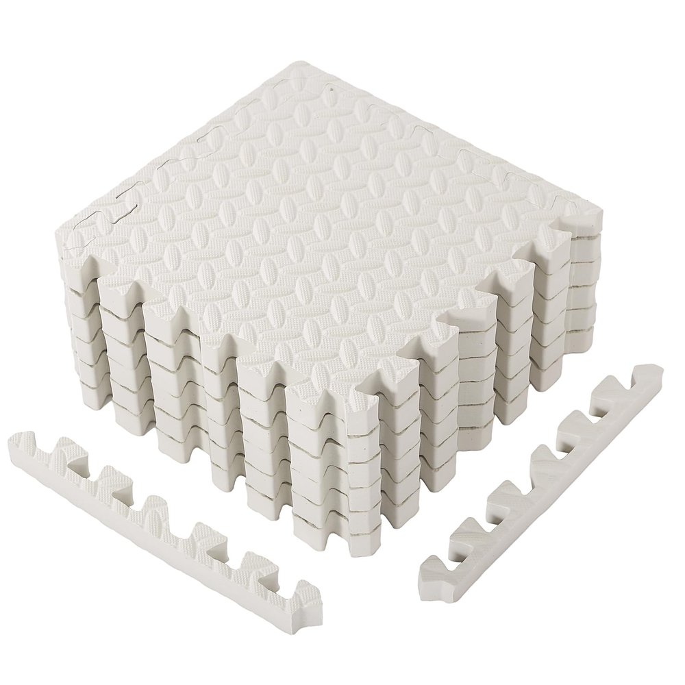 Arrowbash 12x12x1 Inch EVA Thick Interlocking Foam Floor Tiles Puzzle Exercise Mat Foam Mats for Home Gym Pets(White,12)