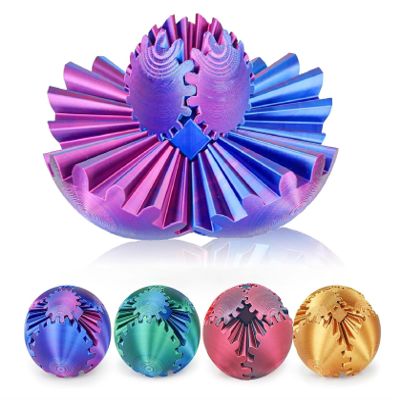 Gear Ball 3D Printed Spin Ball or Cube Fidget Toy,Gear Sphere Fidget Toy,for Stress and Anxiety Relief, Stress Ball GearSphere Desk Toy for Kids (Purple)