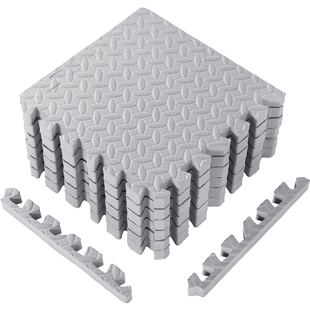 Arrowbash 12x12x1 Inch EVA Thick Interlocking Foam Floor Tiles Puzzle Exercise Mat Foam Mats for Home Gym Pets(Grey,12)