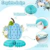 12 PCS Little Pumpkin Baby Shower Decorations 3D Honeycomb Centerpiece Fall Party Table Decor for Boys Blue White Table Toppers Honeycomb Gift for Birthday Party Supplies view 4