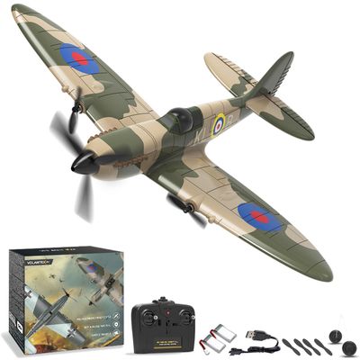 volantexrc RC Plane 3 Channel Remote Control Plane Fighter Spitfire with 6-axis Gyro, 2.4GHz RTF Radio Controlled Aircraft Easy to Fly for Beginners Adults (76205 RTF)