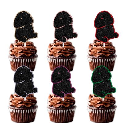 18pcs Glitter Dessert Cupcake Topper Male Theme Decor Supplies Bachelorette Bridal Shower Wedding Engagement Birthday Night Out Hen Movie Wedding Anniversary Party Decoration