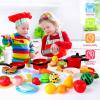 FunMission 134 Pcs Toy Kitchen Accessories, Toddler Pretend Cooking Toys with BBQ Grill, Pressure Cooker, Kettle, Pots, Pans, Kitchen Playset for Cutting Play Food, Learning Gift for Girls Boys view 3