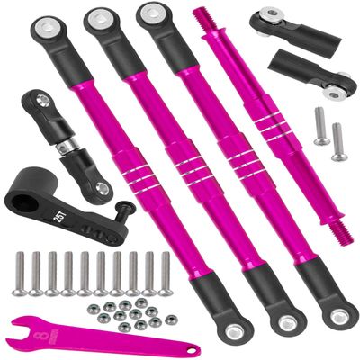 RCMYou RC 7075 Aluminum Turnbuckles Camber Links Upgrades Part for 1/8 Kraton Notorious Outcast 6s BLX 1/7 Fireteam 6s BLX,Turnbuckles Camber Links w/25T Servo Arm,Pink