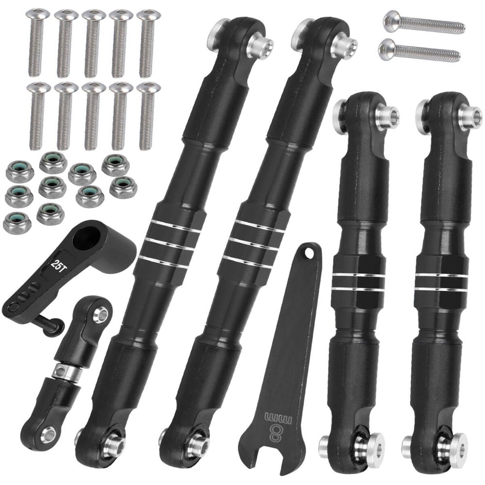 RCMYou RC Aluminum Turnbuckles Camber Links Upgrades Part for 1/8 Typhon 6s BLX 1/7 Felony 6s BLX Infraction Limitless,7075 Alloy Turnbuckles Camber Links w/25T Servo Arm,Black
