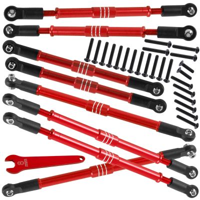 BRCatWPark Aluminum Turnbuckles Camber Links Upgrades Part for 1/10 E-Revo 2.0 Revo Summit,8Pcs RC Alloy Adjustable Turnbuckles Hop-Up,Replace Part#5319X 5338R,Red