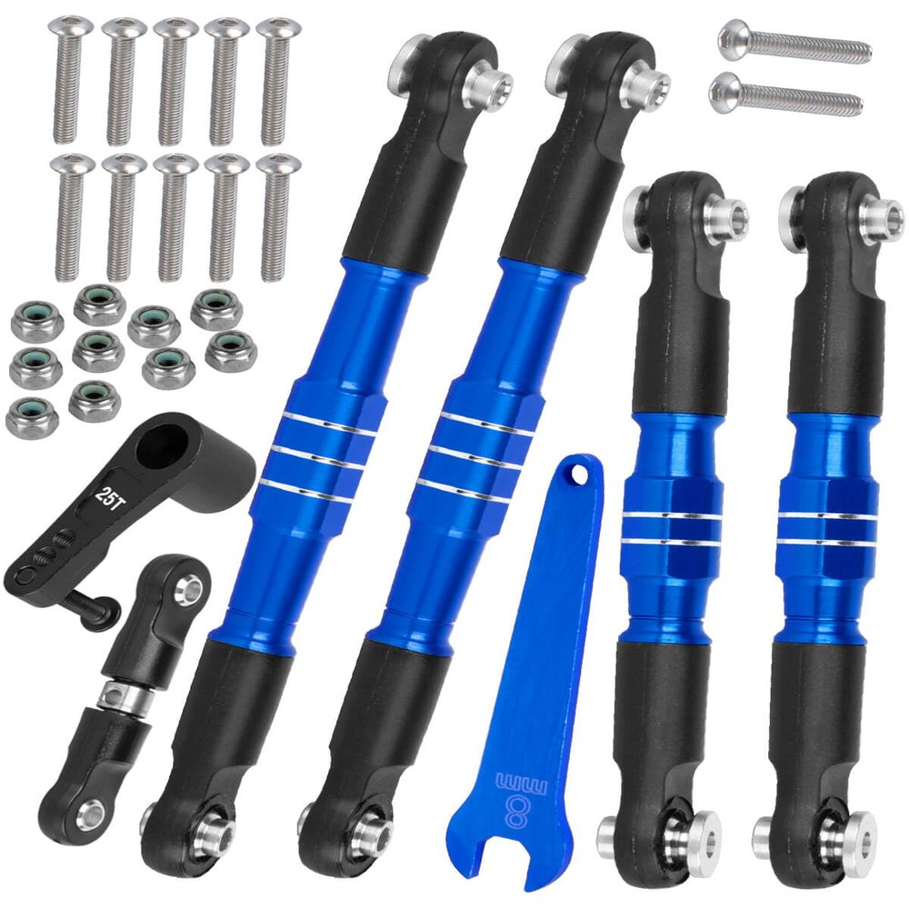 RCMYou RC Aluminum Turnbuckles Camber Links Upgrades Part for 1/8 Typhon 6s BLX 1/7 Felony 6s BLX Infraction Limitless,7075 Alloy Turnbuckles Camber Links w/25T Servo Arm,Navy Blue