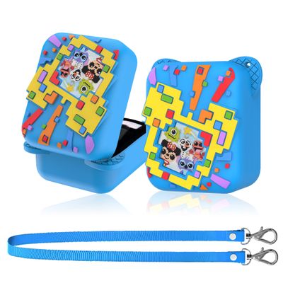 Silicone Case for Bitzee Disney Interactive Toy, Anti-Scratch, Washable, Shockproof Silicone Protective Cover for Bitzee Disney Interactive Toy Electronic Pets Accessories with Lanyard - Blue