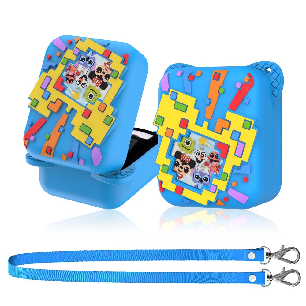 Silicone Case for Bitzee Disney Interactive Toy, Anti-Scratch, Washable, Shockproof Silicone Protective Cover for Bitzee Disney Interactive Toy Electronic Pets Accessories with Lanyard - Blue