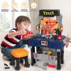 Kids Tool Bench with Electric Drill and Chair, Christmas Birthday Gift for Boys Girls Age 3,4,5+ Fun Play Kids Workbench, Transformable Toddler Tool Box Set, Construction Tool Toys for Toddler 3-5 view 2