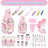 BBplusDD 76 Pcs Kids Real Baking and Cooking Sets - Parent-Child Apron Cake Decorating Kit Piping Bags and Tips Set Kitchen Utensils with Storage Case for Child Junior Chefs 3+ (Pink-2) view 2