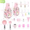 BBplusDD 76 Pcs Kids Real Baking and Cooking Sets - Parent-Child Apron Cake Decorating Kit Piping Bags and Tips Set Kitchen Utensils with Storage Case for Child Junior Chefs 3+ (Pink-2) view 3